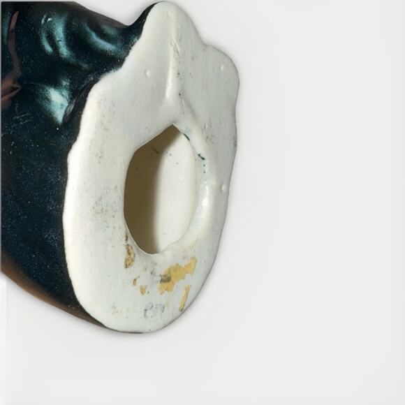 Vintage 1950s Ceramic Hand Black White Painted Cat Made In Japan 3x1.5” - Picture 4 of 6